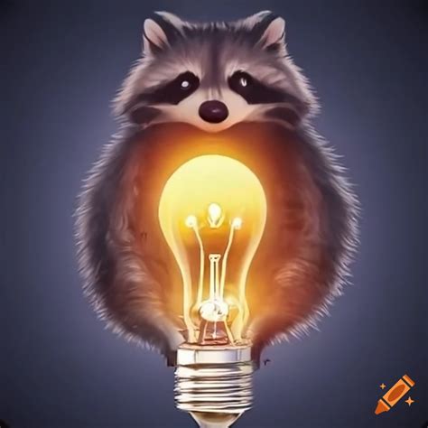 Creative Photograph Of A Raccoon In A Lightbulb