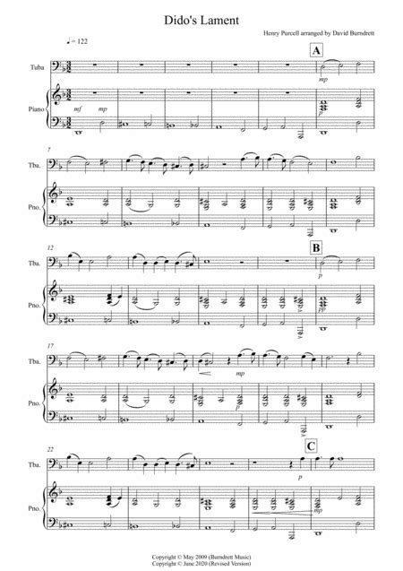 Dido S Lament For Tuba And Piano Arr David Burndrett By Henry