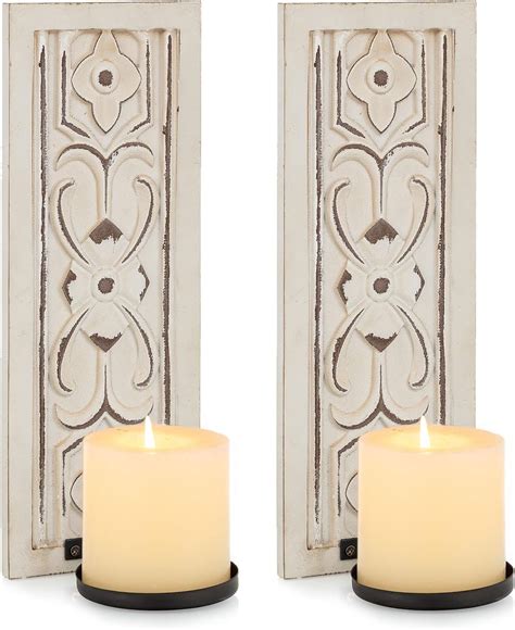 Amazon Ownmy Set Of Wooden Wall Candle Sconces Rustic Wall Mount