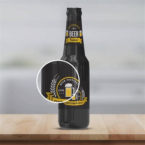 Free Beer Black Bottle Mockup Psd