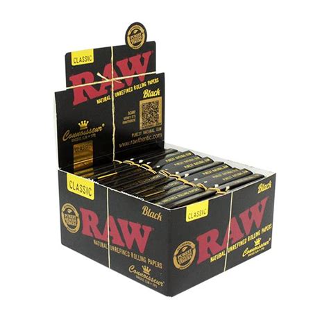 Raw Black Classic Connoisseur King Size Slim Rolling Papers And Tips Pa