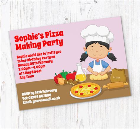 Pizza Making Party Invitations Personalise Online Plus Free Envelopes