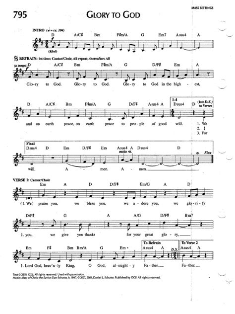 Glory To God Schutte Sheet Pdf