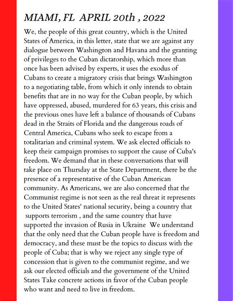 LEO LIBERTAD On Twitter Carta Del Exilio Cubano En Rechazo A Las