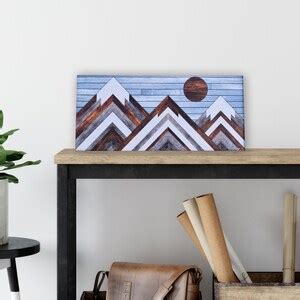 Aspen Rustic Wood Mountains Wall Art Print By Zenley Mountain Etsy