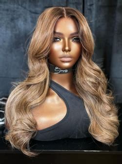 Long Wavy Honey Blonde With Brown Lowlights Maxipart Glueless Lace Closure Wig Dainty NG