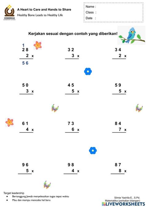 Perkalian Puluhan Dan Satuan Worksheet