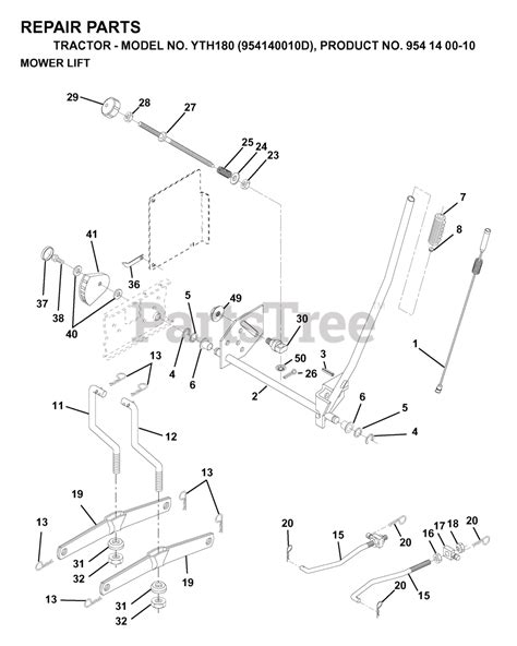 Husqvarna Yth 180 954140010 D Husqvarna Yard Tractor 1997 01 Mower Lift Deck Lift Parts