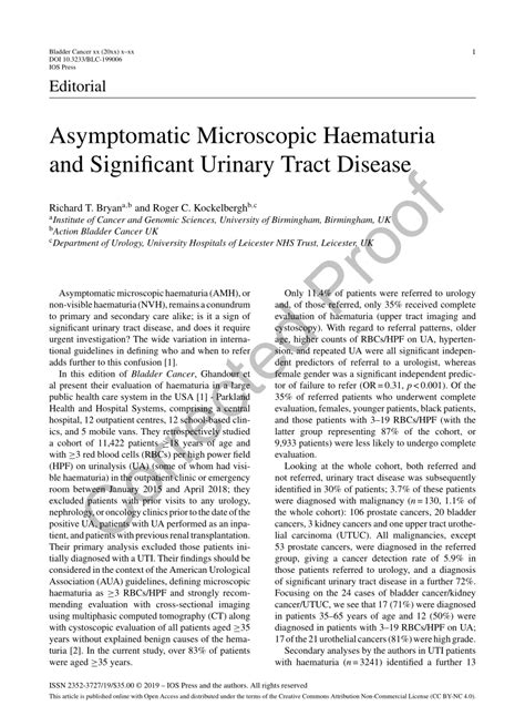 (PDF) Asymptomatic Microscopic Haematuria and Significant Urinary Tract ...