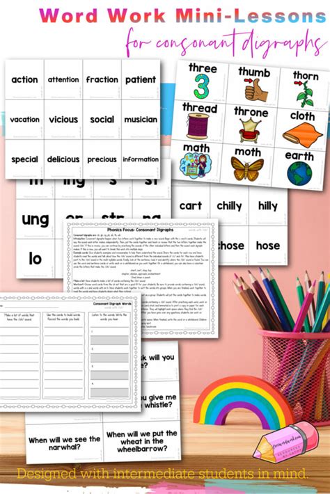 Word Work Mini Lessons For Consonant Digraphs Free Word Work