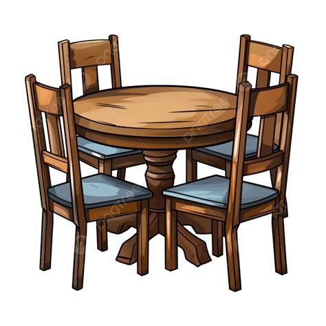 Stylish Dining Ensemble Clip Art Chair Table Wooden Chair Cartoon