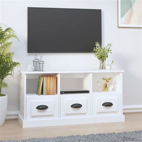 Vidaxl Meuble Tv Blanc X X Cm Bois D Ing Nierie