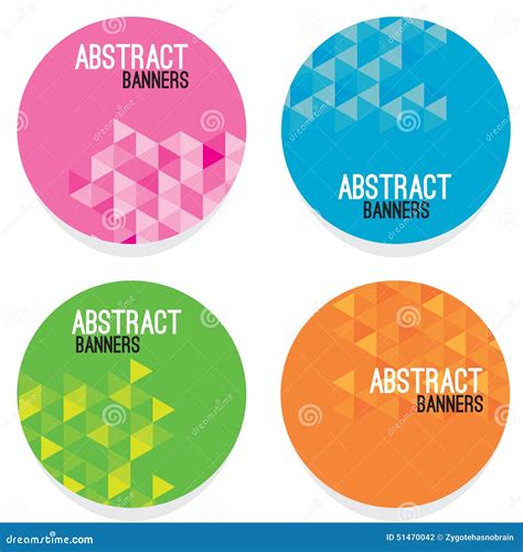 Set Of Four Abstract Banners Stock Vector Illustration Of Polygon