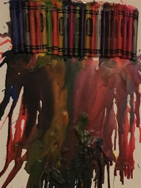 Hot Glue Crayons To Canvas And Blow Dry Them And They Melt And Trickle Down Crayon Art Pack
