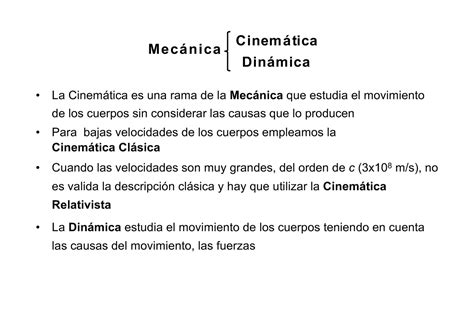Tema 1 23 Cinemática Y Dinámica La Cinemática Es Una Rama De La