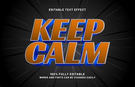 Premium Vector Keep Calm D Editable Text Effect