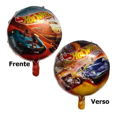 8 Balões Metalizados Hot Wheels Redondo 45cm Varetas MercadoLivre
