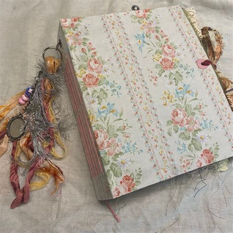 Vintage Floral Fabric Junk Journal With Tassle And Charm Etsy