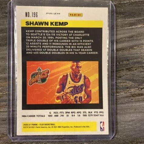 Panini Flux Shawn Kemp Sp Silver Cracked Ice Prizm