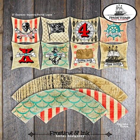 Pirate Cupcake Toppers And Wrappers Pirate Party Printable Pirates Of The