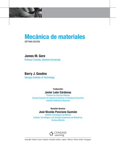 SOLUTION Mec Nica De Materiales 7ma Ed James M Gere Barry J Goodno