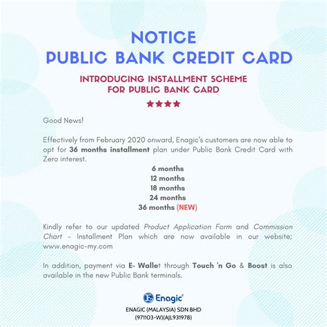 Notice Public Bank Credit Card And New Facility Enagic Malaysia Sdn Bhd