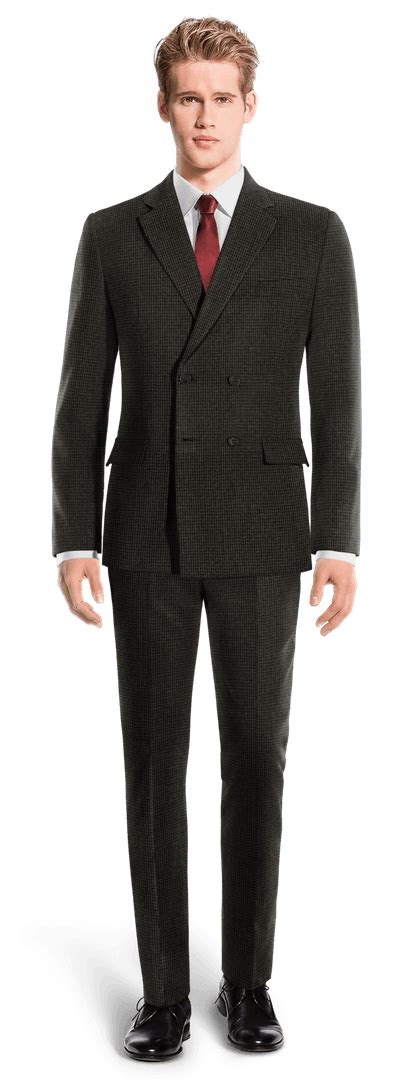 Gray Houndstooth Tweed Double Breasted Suit