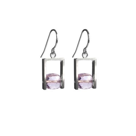 Pink Amethyst Square Cube Earrings Eventeny