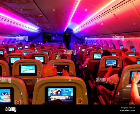 Colourful Lights In New Boeing Dreamliner Stock Photo Alamy