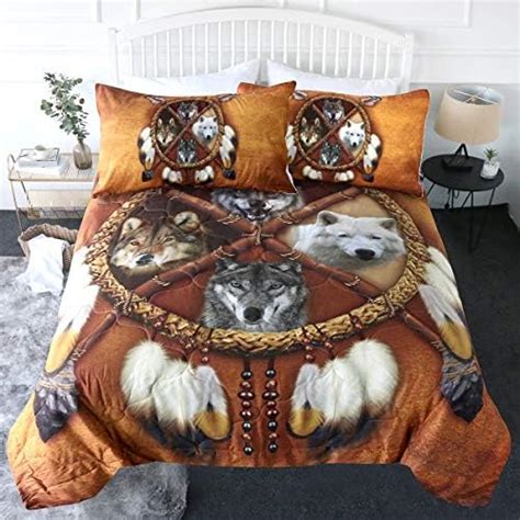 Amazon Personalized Wolf Bed Spread Wolf Quilts Dreamcatcher