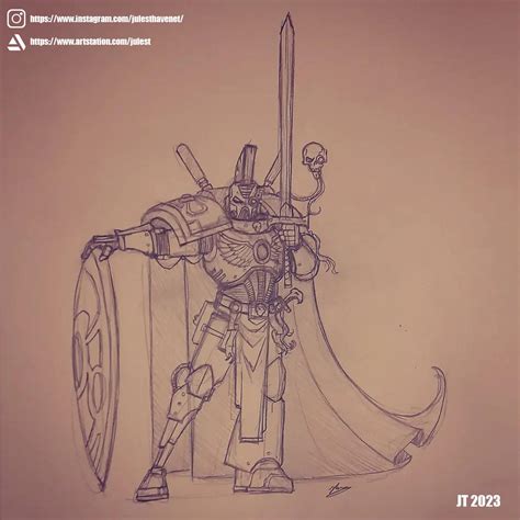 Space Marine Captain Sketch Rimaginarywarhammer