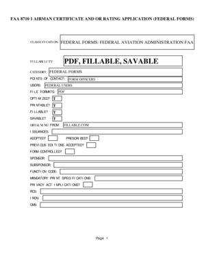 Fillable Online FAA 8710 1 AIRMAN CERTIFICATE AND OR RATING APPLICATION