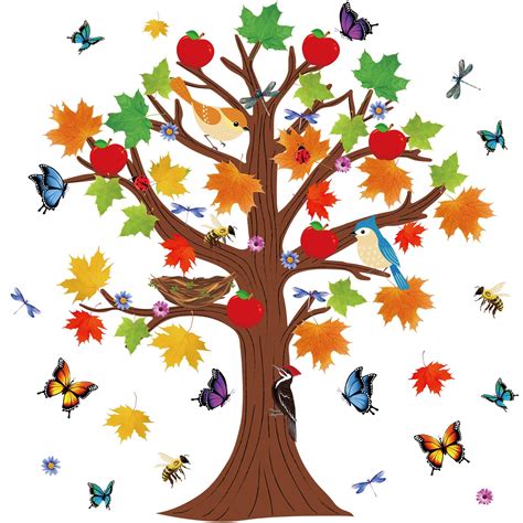 133 Pieces Fall Tree Bulletin Board Decoration Set Autumn Bulletin Board