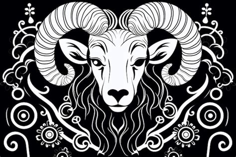 Premium Ai Image A Black And White Drawing Of A Ram With A Black