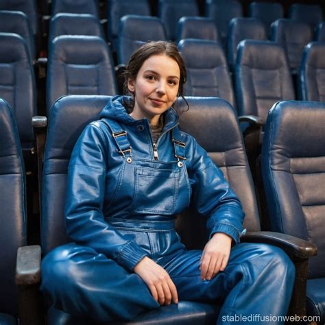 Woman In Blue Overalls At Theatre Stable Diffusion Online