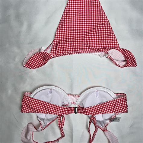 Red And White Gingham Bikini Top And Bottom Bikinilife Depop