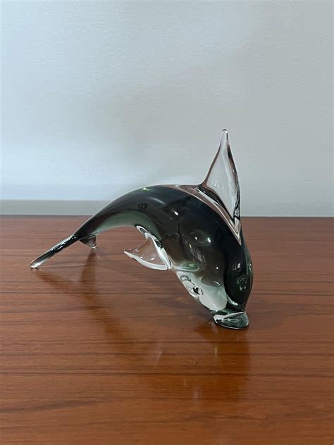 Italian Murano Smoked Glass Dolphin Sculpture 1960s For Sale At