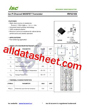 IRF6218S Datasheet PDF Inchange Semiconductor Company Limited