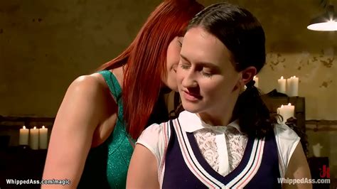 Redhead Lezdom Maitresse Madeline Marlowe In Tight Green Mini Dress Whipping Petite Brunette