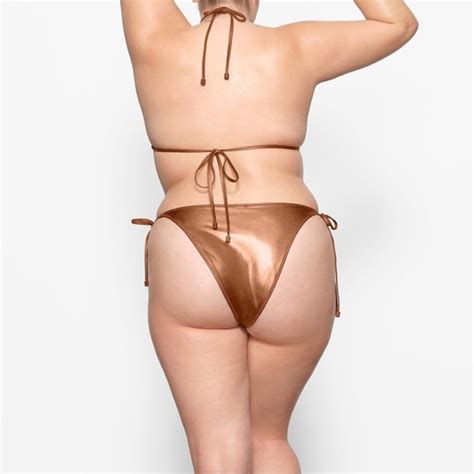 Skims Swim X Skims Swim Tie Bikini Bottom In Metallic Penny Color Very Cheeky Nwt Poshmark