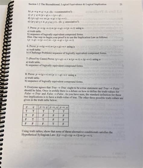 Solved Section The Biconditional Logical Equivalence Chegg