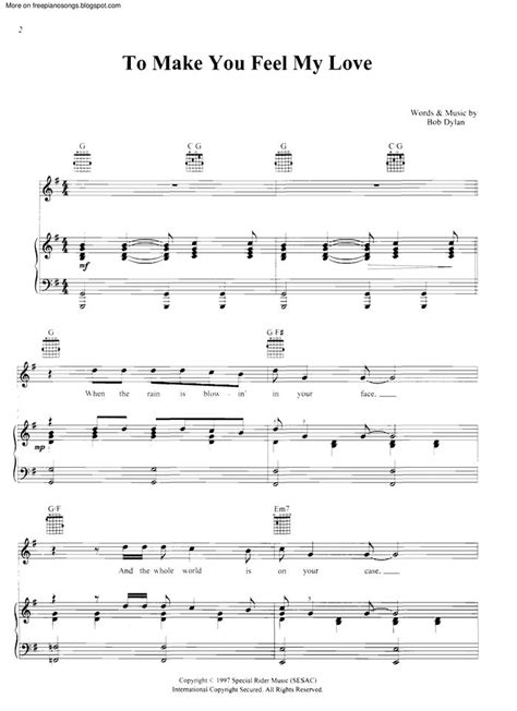 To Make You Feel My Love Free Sheet Music By Bob Dylan Pianoshelf