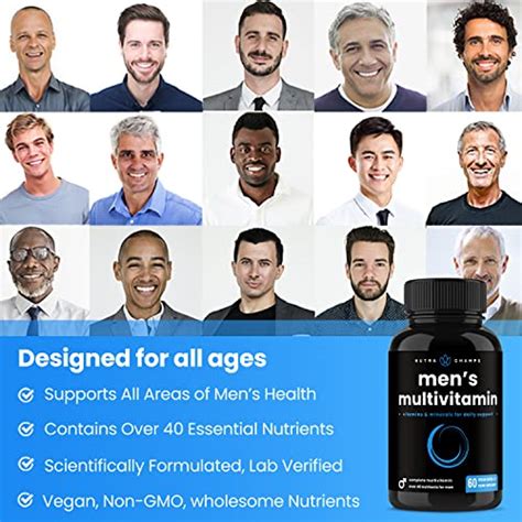 Nutrachamps Mens Daily Multivitamin Supplement Vegan Capsules With