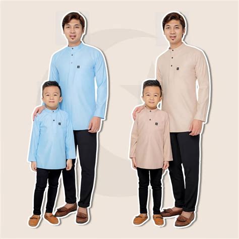 Kurta Baby Blue Nude Kurta Sedondon Ayah Anak Kurta Dewasa Dan Kurta Budak Kurta Slim Fit