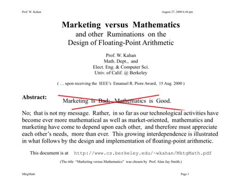Marketing Versus Mathematics