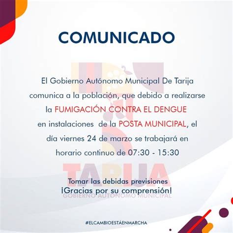 Comunicado Gobierno Aut Nomo Municipal De Tarija