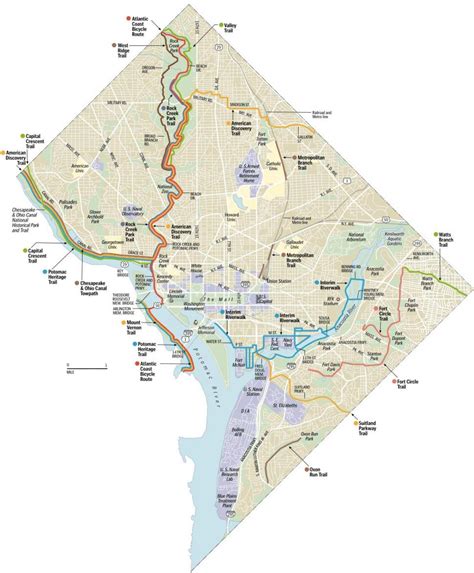 Dc bike trails map - Washington dc bike trails map (District of Columbia - USA)