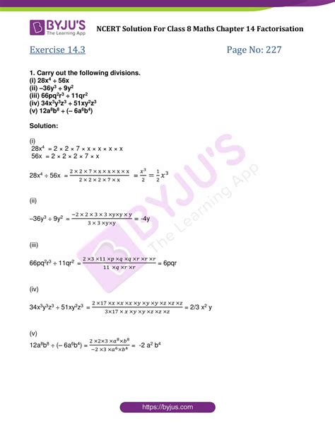 NCERT Solutions For Class 8 Maths Chapter 14 Factorisation Ex 14 3 Free