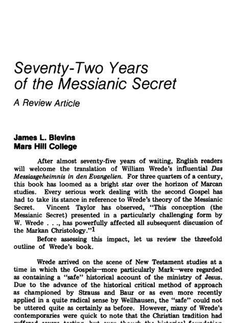 72 years of messianic secret | Gospel Of Mark | Canonical Gospels