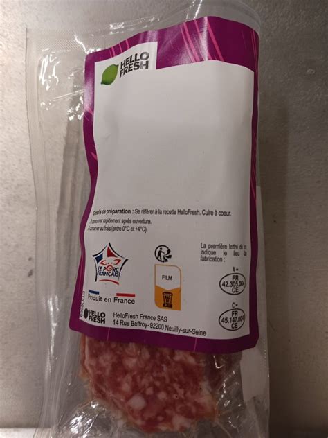 Rappel Consommateur Détail saucisse de toulouse Hello fresh